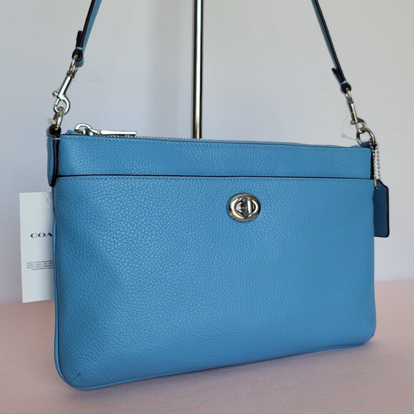 COACH Polly Pebbled Leather Crossbody Bag- Pool color ⭐ - Picture 1 of 16